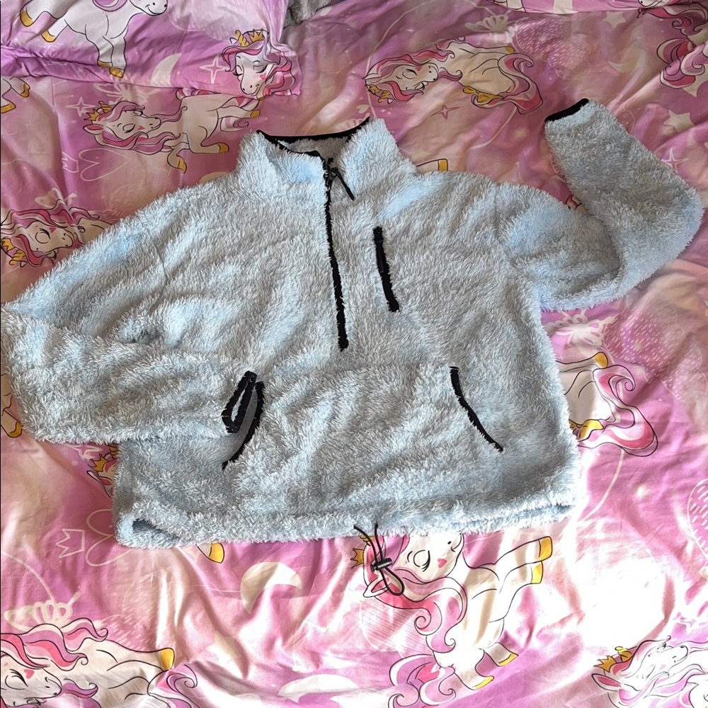 Cozy Blue Fuzzy Pullover